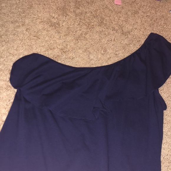 Lilly Pulitzer Navy One Shoulder ruffle top - Picture 2 of 3